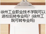 徐州工业职业技术学院可以进校后转专业吗？(徐州工院可转专业吗)