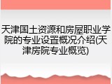 天津国土资源和房屋职业学院的专业设置概况介绍(天津房院专业概览)