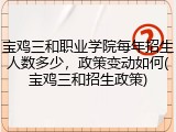 宝鸡三和职业学院每年招生人数多少，政策变动如何(宝鸡三和招生政策)