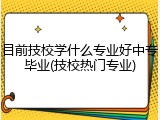 目前技校学什么专业好中专毕业(技校热门专业)