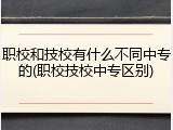 职校和技校有什么不同中专的(职校技校中专区别)