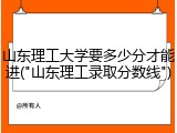 山东理工大学要多少分才能进("山东理工录取分数线")