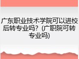 广东职业技术学院可以进校后转专业吗？(广职院可转专业吗)