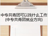中专共青团可以找什么工作(中专共青团就业方向)