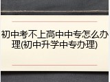初中考不上高中中专怎么办理(初中升学中专办理)