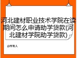 河北建材职业技术学院在读期间怎么申请助学贷款(河北建材学院助学贷款)