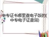 中专证书哪里查电子版的(中专电子证查询)