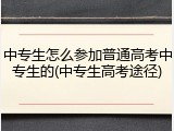 中专生怎么参加普通高考中专生的(中专生高考途径)