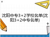 沈阳中专3+2学校名单(沈阳3+2中专名单)