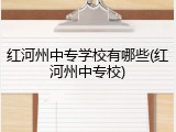 红河州中专学校有哪些(红河州中专校)