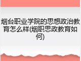 烟台职业学院的思想政治教育怎么样(烟职思政教育如何)