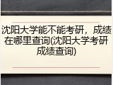 沈阳大学能不能考研，成绩在哪里查询(沈阳大学考研成绩查询)