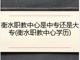 衡水职教中心是中专还是大专(衡水职教中心学历)