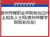 贵州传媒职业学院有出过什么知名人士吗(贵州传媒学院知名校友)