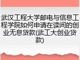 武汉工程大学邮电与信息工程学院如何申请在读间的创业无息贷款(武工大创业贷款)