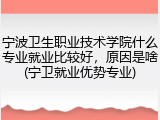 宁波卫生职业技术学院什么专业就业比较好，原因是啥(宁卫就业优势专业)