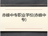 赤峰中专职业学校(赤峰中专)