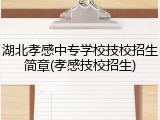 湖北孝感中专学校技校招生简章(孝感技校招生)