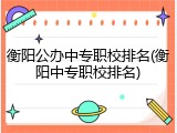 衡阳公办中专职校排名(衡阳中专职校排名)