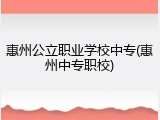 惠州公立职业学校中专(惠州中专职校)