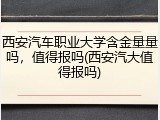 西安汽车职业大学含金量量吗，值得报吗(西安汽大值得报吗)