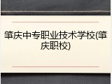 肇庆中专职业技术学校(肇庆职校)