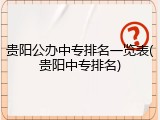 贵阳公办中专排名一览表(贵阳中专排名)