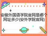安徽外国语学院官网是哪个网址多少(安外学院官网)