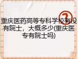 重庆医药高等专科学校有没有院士，大概多少(重庆医专有院士吗)