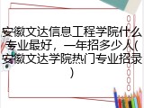 安徽文达信息工程学院什么专业最好，一年招多少人(安徽文达学院热门专业招录)