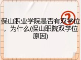 保山职业学院是否有双学位，为什么(保山职院双学位原因)