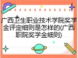 广西卫生职业技术学院奖学金评定细则是怎样的(广西职院奖学金细则)