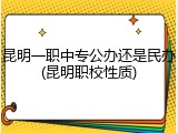 昆明一职中专公办还是民办(昆明职校性质)