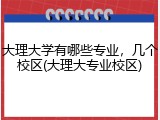 大理大学有哪些专业，几个校区(大理大专业校区)