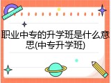 职业中专的升学班是什么意思(中专升学班)