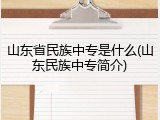 山东省民族中专是什么(山东民族中专简介)