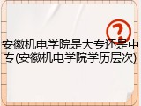 安徽机电学院是大专还是中专(安徽机电学院学历层次)