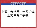 上海中专学费一年多少钱(上海中专年学费)