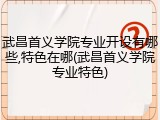 武昌首义学院专业开设有哪些,特色在哪(武昌首义学院专业特色)