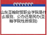 山东圣翰财贸职业学院是什么级别，公办还是民办(圣翰学院性质级别)