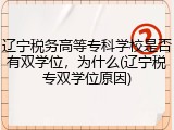 辽宁税务高等专科学校是否有双学位，为什么(辽宁税专双学位原因)