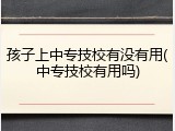 孩子上中专技校有没有用(中专技校有用吗)