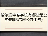 哈尔滨中专学校有哪些是公办的(哈尔滨公办中专)