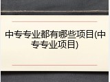 中专专业都有哪些项目(中专专业项目)