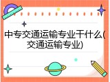 中专交通运输专业干什么(交通运输专业)