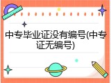 中专毕业证没有编号(中专证无编号)