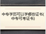 中专学历可以学哪些证书(中专可考证书)