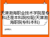 天津渤海职业技术学院是专科还是本科院校呢(天津渤海职院专科本科)