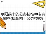 阜阳前十的公办技校中专有哪些(阜阳前十公办技校)