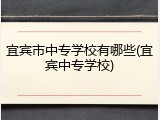 宜宾市中专学校有哪些(宜宾中专学校)